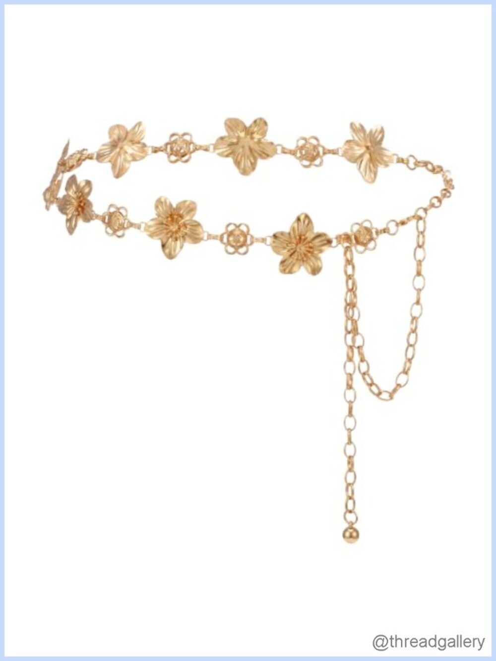 Gold Flower Waist Chain Belt Adjustable Body Jewelry for Women